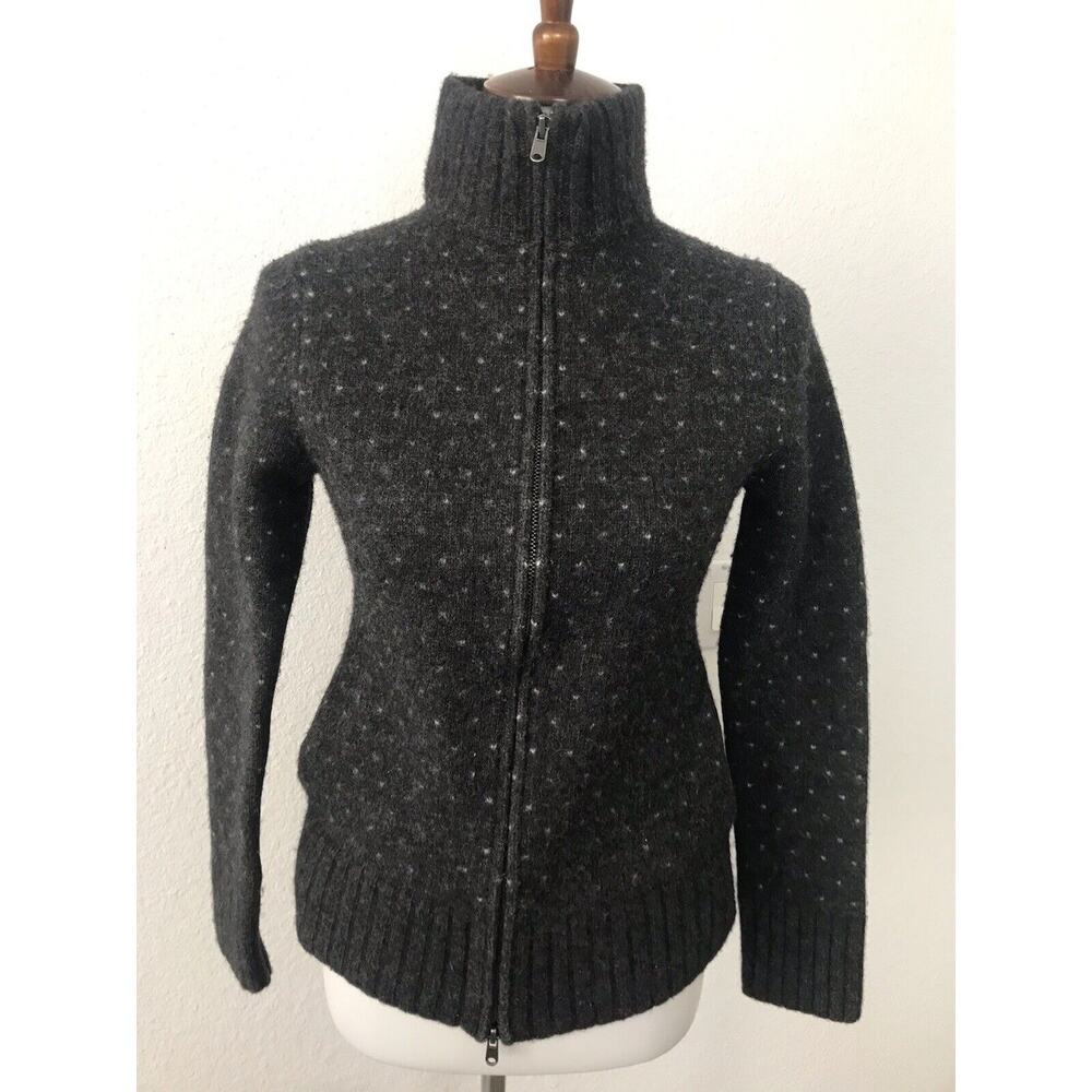 Club Monaco Cardigan Sweater Women XS Zip Front Print Minimalist Quiet Luxury‎